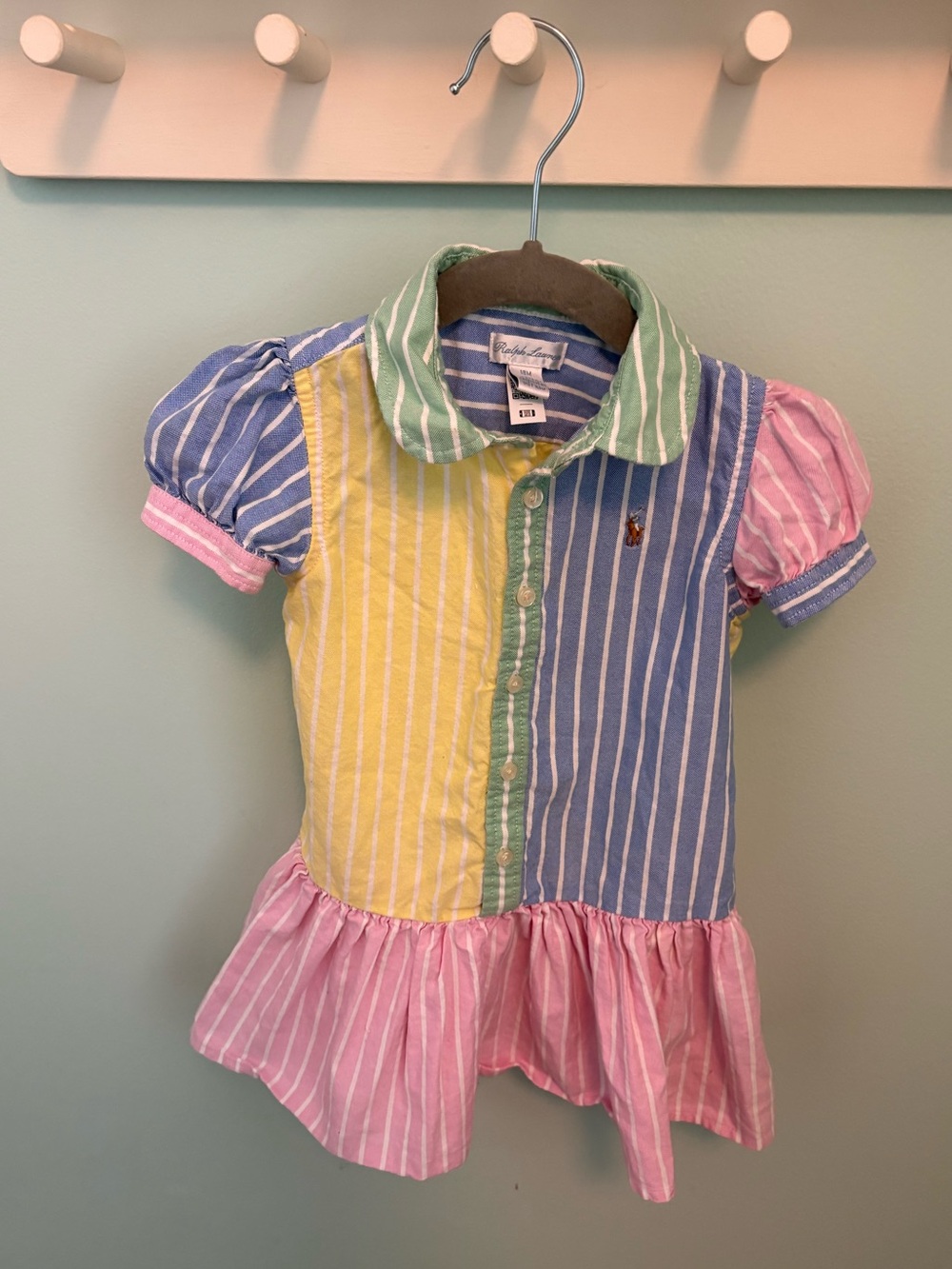 Ralph Lauren Pastel Multi-Stripe Polo Dress in Blue, Yellow, Pink, Green